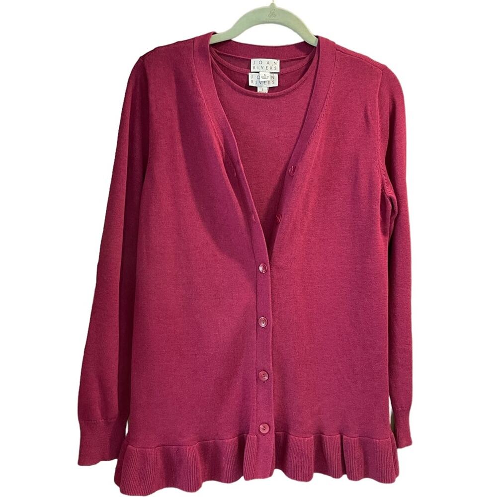Joan Rivers Plum Button Down Cardigan & Sleeveless Tank Top Size Small NWT